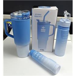 Cambu TB1479 Çift Kapaklı Pipetli Matara Mug Bardak 3lü Set